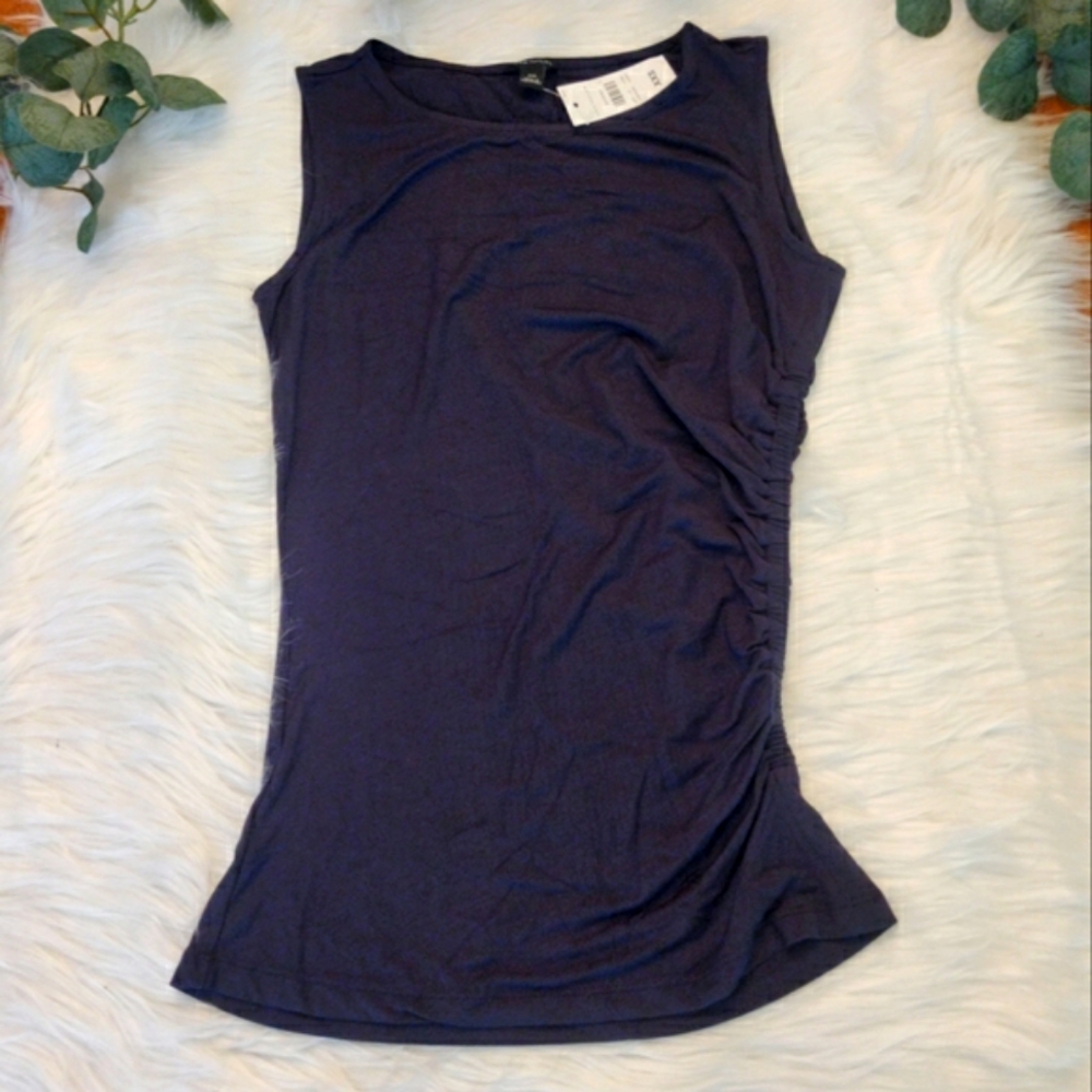 Ann Taylor Navy Side Ruched Tank